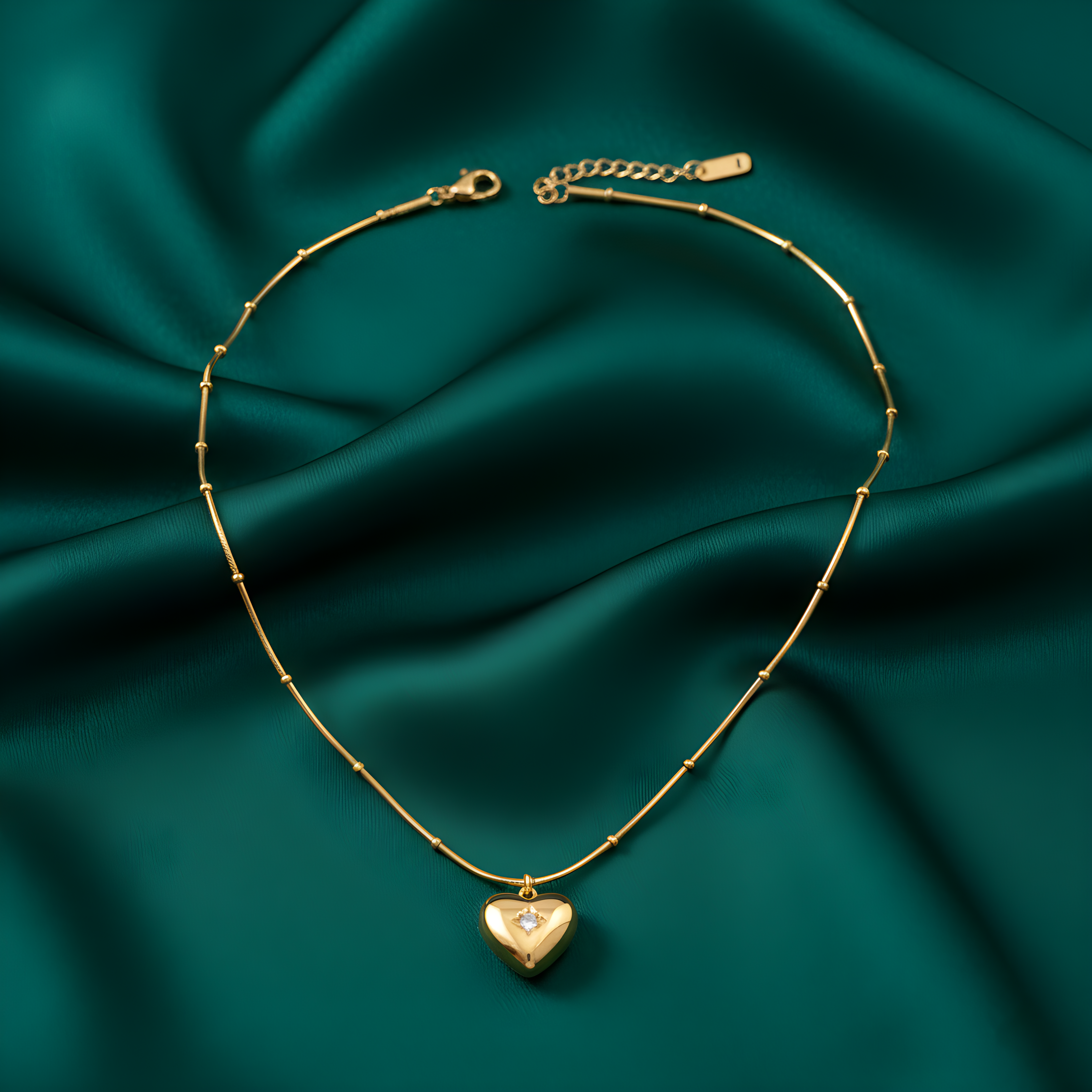 Solitaire Heart Gold Necklace